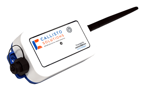A MeridianCT standard device: a white sensor enclosure with an antenna and a probe socket